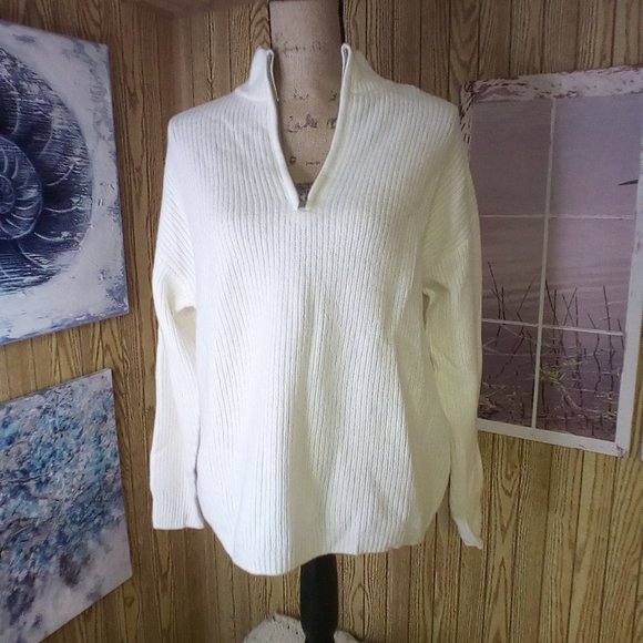 grae cove Sweaters - Grae Cove 100% Merino Wool White Relaxed Fit